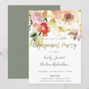 CONVITES NOIVADO FLORAL DE COR DE ÁGUA DE PINCO SUAVE