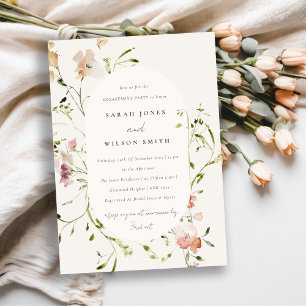 Convites Noivado Floral de Cor de Água do Prado Suave