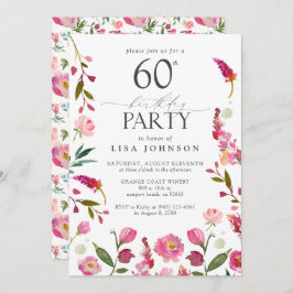 Convites Noivado Floral Elegante 60º Cor-de-Água Rosa