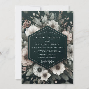 Convites Noivado Floral Etéreo Noir