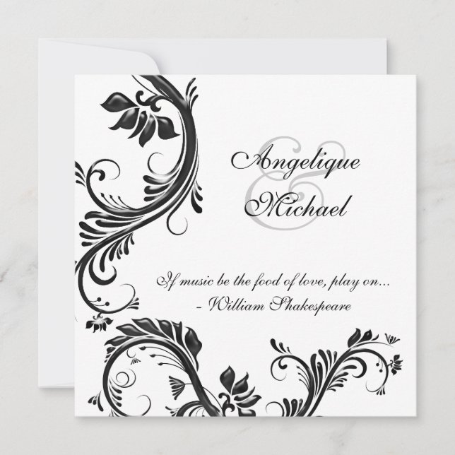 Convites Noivado floral preto do aniversário de casamento (Frente)