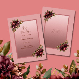 Convites Noivado Floral Rosa Dourado Salve a Data