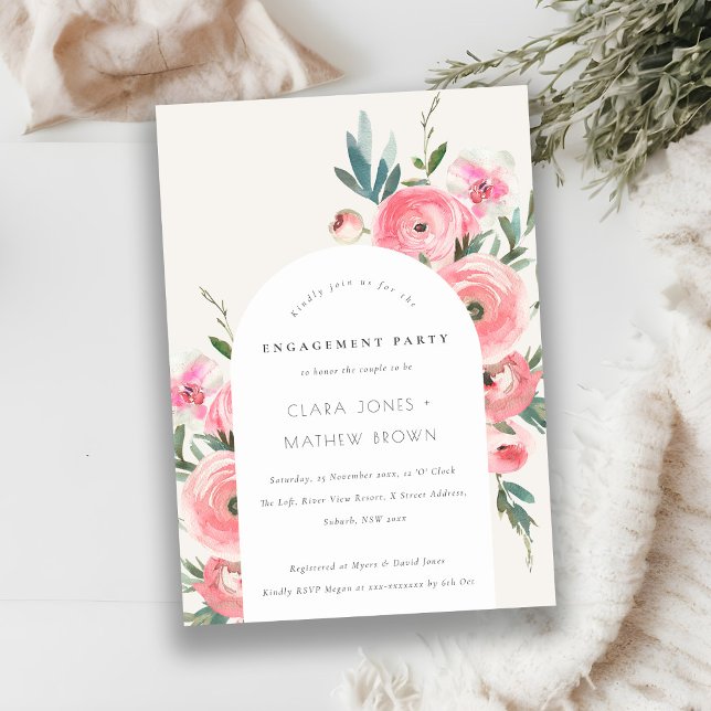 Convites Noivado Floral Rosa Orquídea Verde Rosa (Criador carregado)