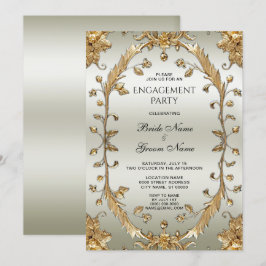 Convites Noivado Flores do Ornamentado do ouro