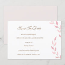 Noivado Folhas de Outono Rosa Corado Salvar Data C