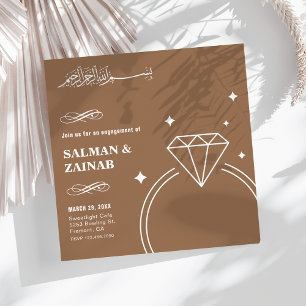 Convites Noivado Islâmico do Anel Diamond Beige