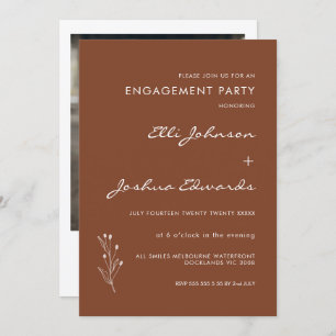 Convites Noivado Minimalista Terracotta Bohemian 