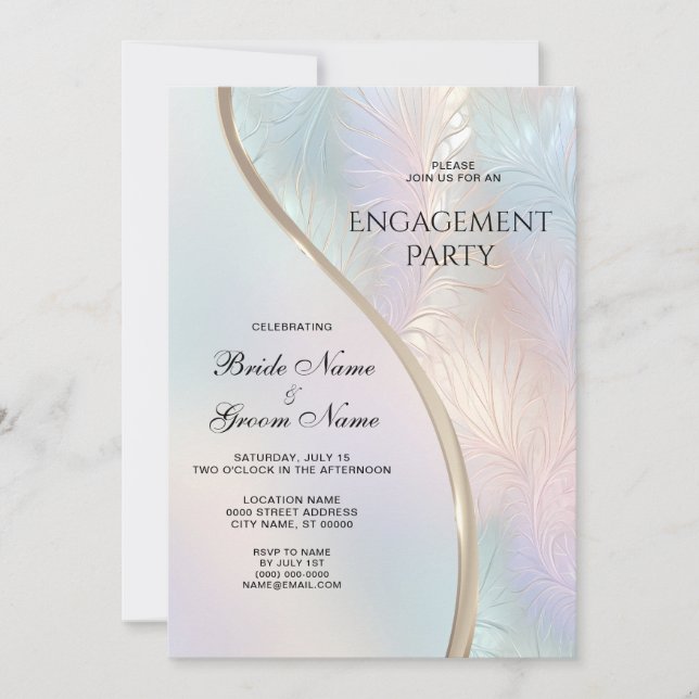 Convites Noivado moderno iridescente Abstrato (Frente)