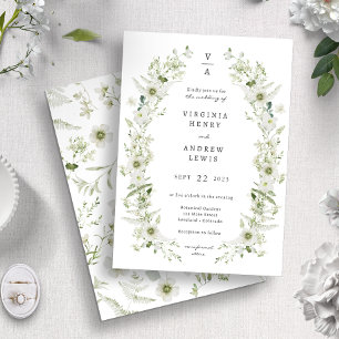 Convites Noivado Monograma Verde Casamento