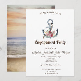 Convites Noivado Náutico das Flores de Âncora Aquática