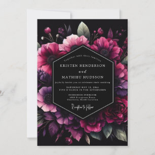 Convites Noivado Nocturno Magenta Bloom