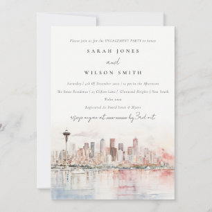 Convites Noivado Paisagem Aquarela Seattle Washington