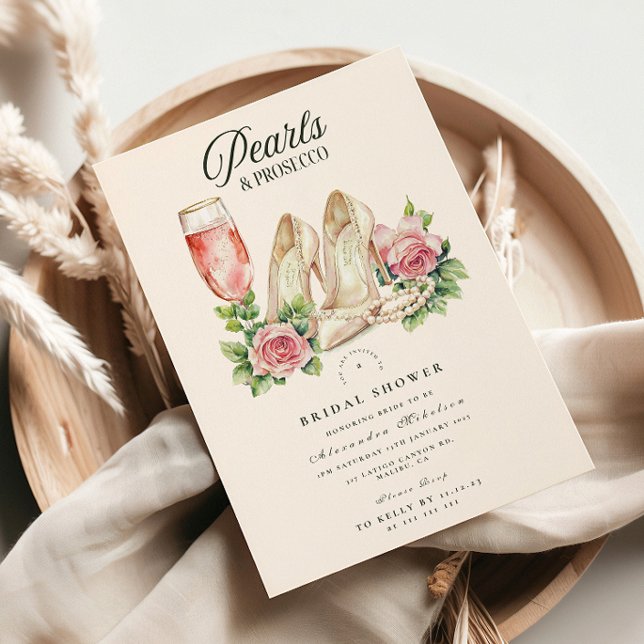 Convites Noivado Pérolas Rosadas e Prosecco (Criador carregado)