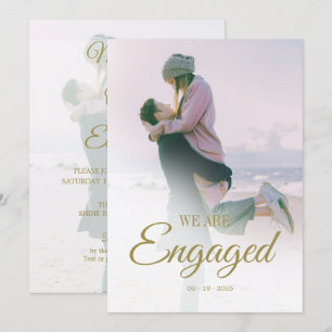 Convites Noivado Photo Overlay Modern Elegant Simple