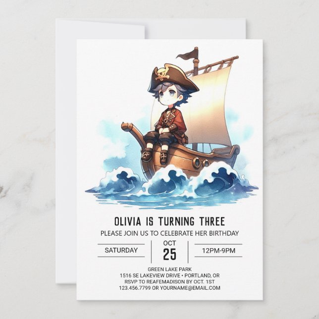 Convites Noivado Pirata Whimsy (Frente)