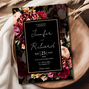 Convites Noivado Preto Dark Moody Bloom Dutch Masters
