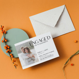 Convites Noivado preto e branco de 3 fotos minimalista mode