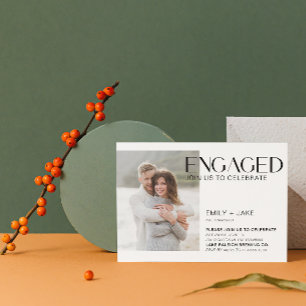 Convites Noivado preto e branco de 4 fotos minimalista mode