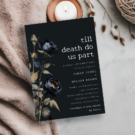 Convites Noivado Preto-Rosa com Cor de Água Gótica Escura