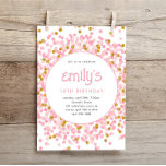 Convites Noivado Reprodutor de Confetti Rosa<br><div class="desc">Este convite de aniversário brilhante de configuração divertida apresenta brilho dourado brilhante e texto personalizado. Opções adicionais para texto e layout estão disponíveis se você optar por personalizar ainda mais.</div>