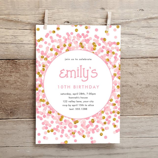 Convites Noivado Reprodutor de Confetti Rosa (Criador carregado)