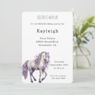 Convites Noivado Romântico de Cavalo Branco de Lavanda Flor