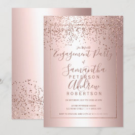 Convites noivado rosa gold confetti