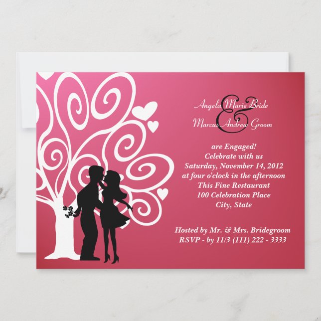 Convites Noivado/ Silhouette de Casamento (Frente)