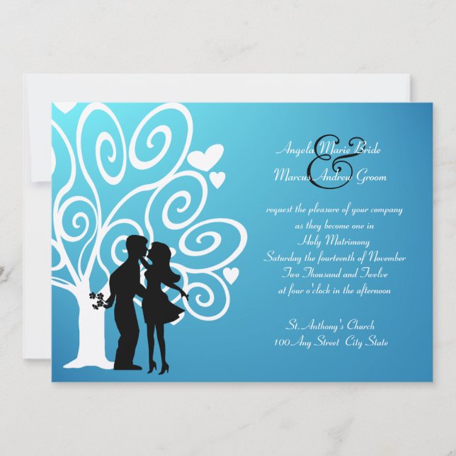 Convites Noivado / Silhueta de Casamento (Frente)