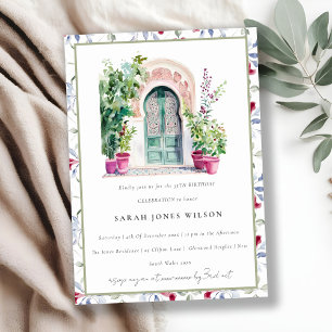 Convites Noivado Tropical Marroquino Portão Watercolor