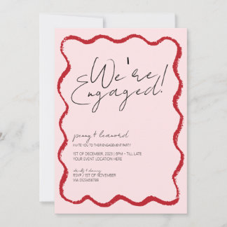 Convites Noivado Vermelho e Rosa da Borda do Wave