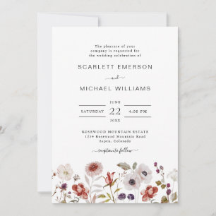 Convites Noivas Boho Aquarela Flores Silvestres