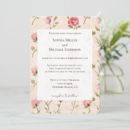 Convites Noivas Florais de Rosas Rosa e Creme Bonitas