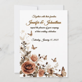 Convites Noivas Rosas & Borboletas Casamento