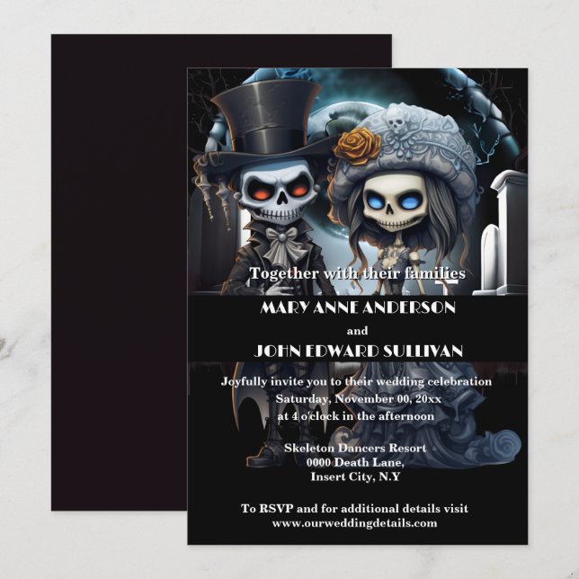 Convites Noivo cadáver até que a morte nos separe (Frente/Verso)