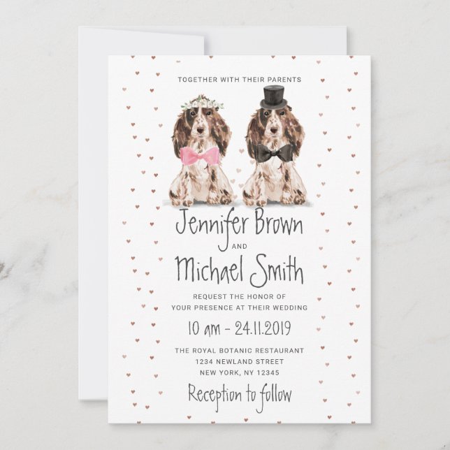 Convites Noivo Cocker Spaniel noiva valentines Casamento Ca (Frente)