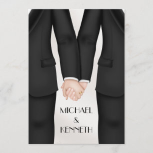 Convites Noivo de casamento gay elegante segurando as mãos