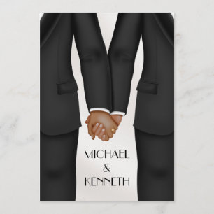 Convites Noivo de casamento gay elegante segurando as mãos