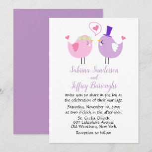 Convites Noivo e Noiva de Desenho Animado em Casamento Rosa