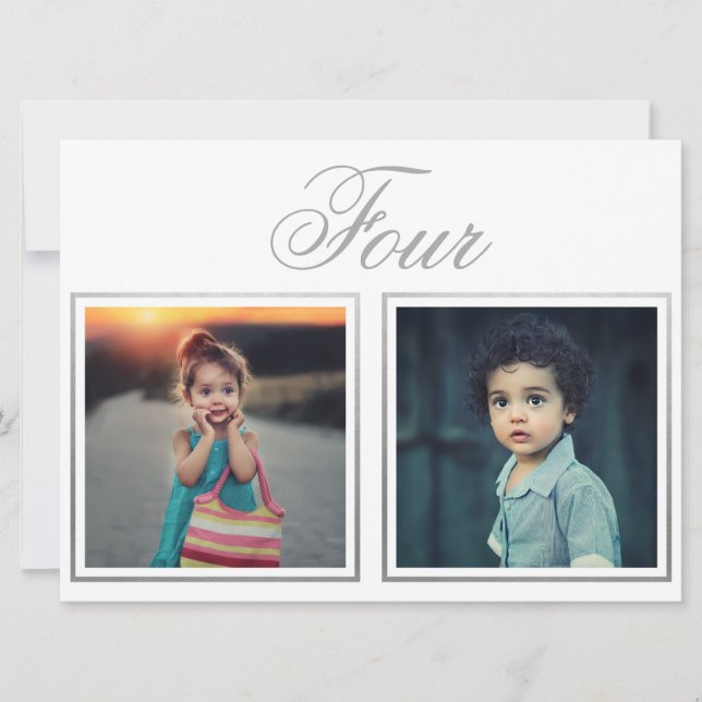 Convites Noivo Noiva Idade Elegante Chique Prata Número da  (Frente)