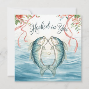 Convites Noivos amantes da pesca Casamento Aquarela