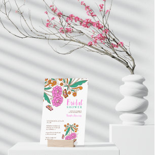 Convites Noivos Amantes de Borboletas Rosa Floral Script Ca