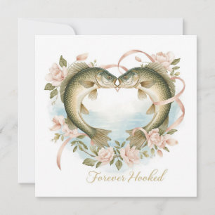 Convites Noivos apaixonados por pesca Casamento Aquarela