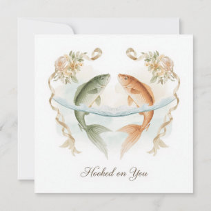 Convites Noivos apaixonados por pesca Casamento Aquarela