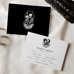 Convites Noivos Até a Morte Esqueletos e Rosas RSVP