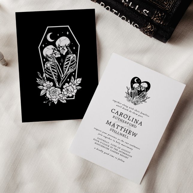 Convites Noivos Até a Morte Esqueletos & Rosas Casamento (Criador carregado)