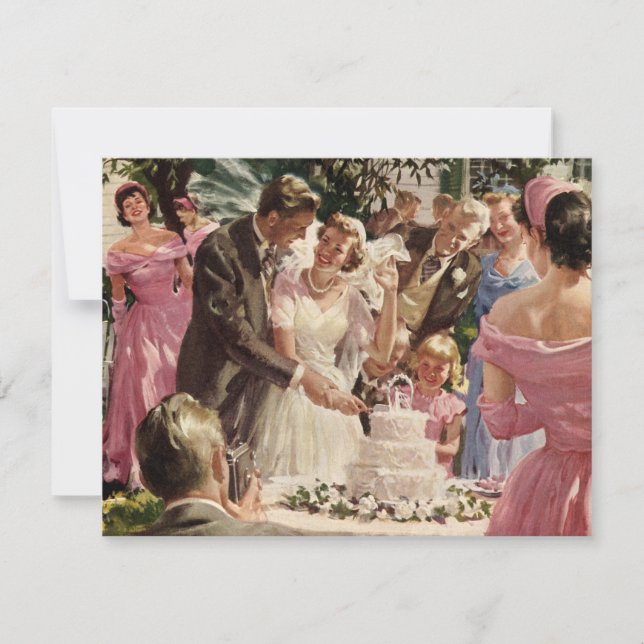 Convites Noivos de Casamento Antigo Cortam Bolo Salve a Dat (Frente)