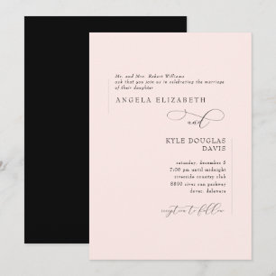 Convites Noivos Elegantes Rosa e Preto Casamento dos Pais