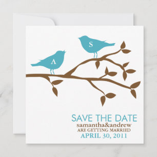 Convites Noivos Pássaros de Amor Casamento Salve a Data