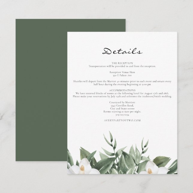 Convites NOLA New Orleans Magnolia Bourbon Street Detalhes (Frente/Verso)